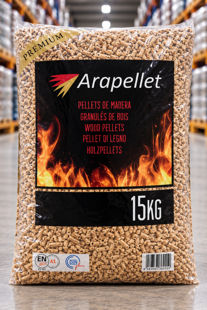 Arapellet – palé de 77 sacos de pellets de madera