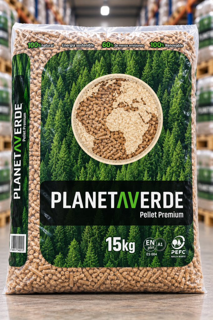 Planeta Verde – palé de 77 sacos de pellets de 15 kg (1.155 kg)